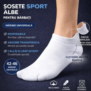 Șosete sport albe pentru bărbați, 42-46 (crq25-2)